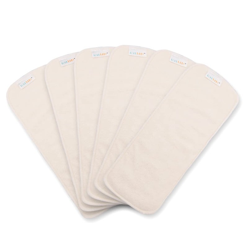 ألڤابابي 6 قطع من إدخالات حفاضات القماش 4 طبقات إدخالات فائقة النعومة للحفاضات