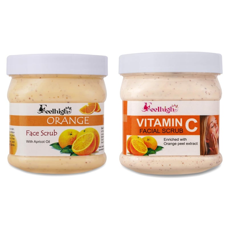 FEELHIGH Face  Body Orange Scrub enriched with Apricot oil 500ml  Vitamin C scrub enriched with Orange peel extract 500ml Man  Woman - Image 1