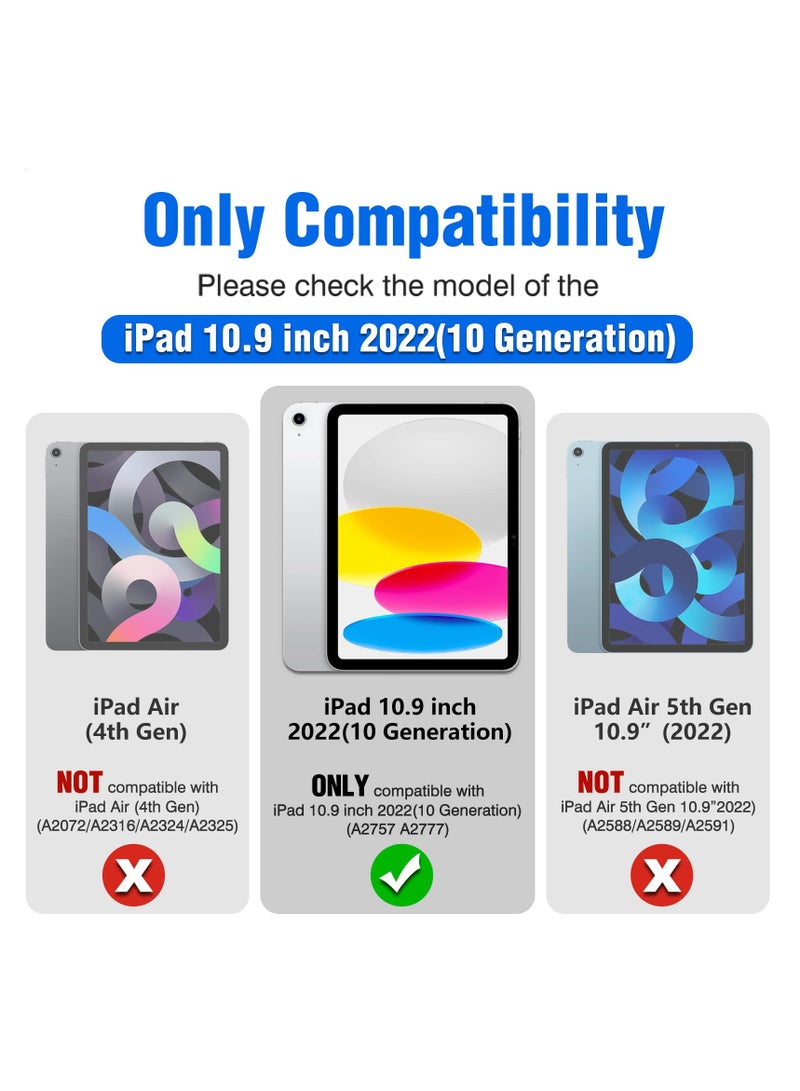 Fit for iPad 10th Generation Case with Keyboard (10.9", 2022), 7 Colors Backlit, Multi-Touch Trackpad, Detachable iPad Case 10th Generation with Pencil Holder Protective Stand and Slide Camera Cover  - Image 3