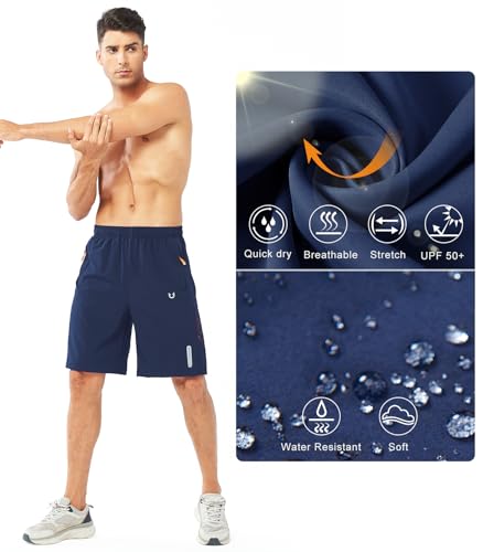 NORTHYARD Men's Athletic Running Shorts Quick Dry Workout Shorts 7"/ 5"/ 9" Lightweight Sports Gym Basketball Tennis Hiking Exercise NAVY-9inch 2XL - Image 4