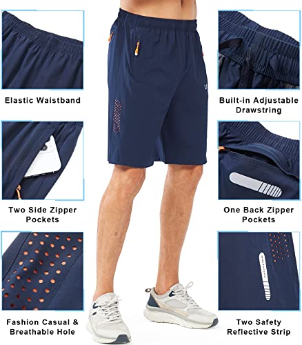 NORTHYARD Men's Athletic Running Shorts Quick Dry Workout Shorts 7"/ 5"/ 9" Lightweight Sports Gym Basketball Tennis Hiking Exercise NAVY-9inch 2XL - Image 3