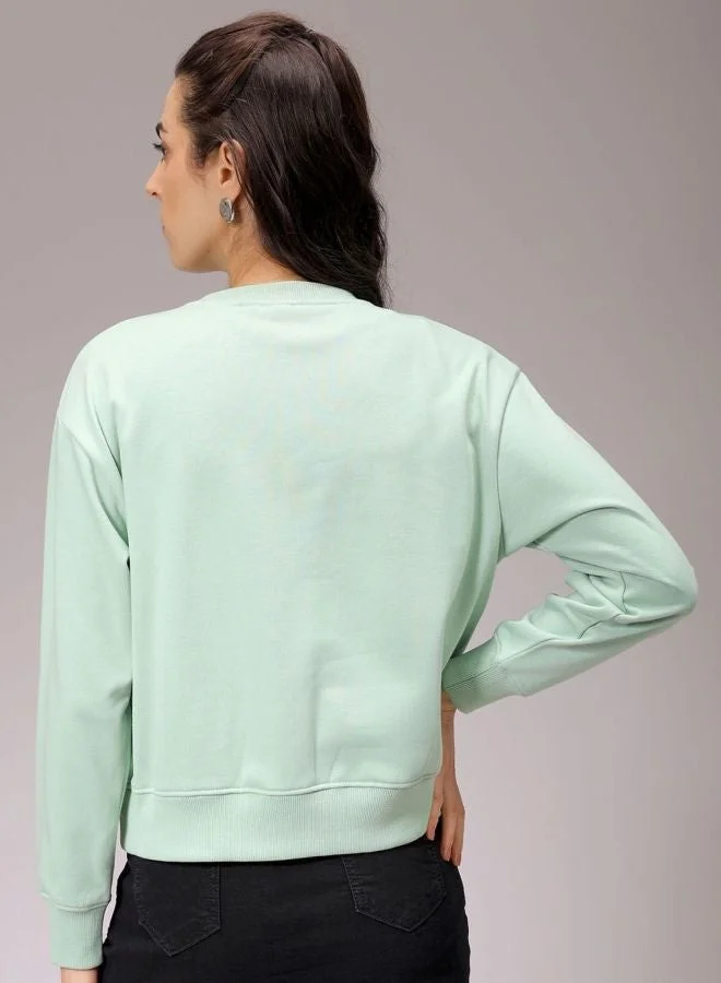Freehand  Women Relaxed Fit Typography Printed Crew Neck Long Sleeve Crewneck Sweatshirt  | Best Price UAE