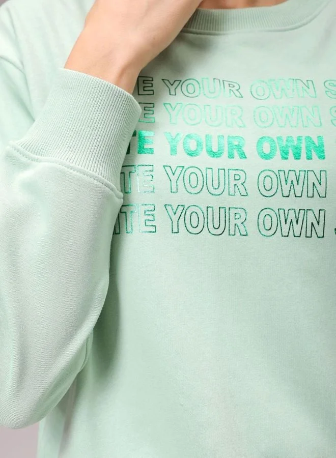 Freehand  Women Relaxed Fit Typography Printed Crew Neck Long Sleeve Crewneck Sweatshirt  | Best Price UAE