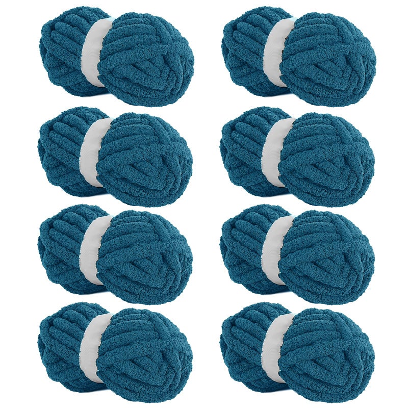 HOMBYS Indigo Chunky Chenille Yarn for Crocheting Bulky Thick Fluffy Yarn for KnittingSuper Bulky Chunky Yarn for Hand Knitting Blanket Soft Plush Yarn 8 Jumbo Pack 27 yds8 oz Each Skein