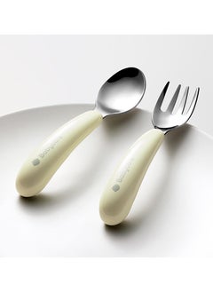 Babycare Babycare - Stainless Steel Fork and Spoon Set White with Box – BPA-Free, Durable Utensils for Babies and Toddlers, Safety Approved  - Image 2