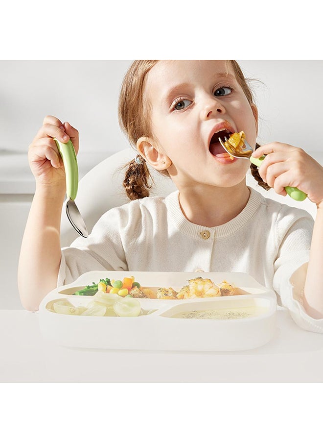 Babycare - Babycare - Stainless Steel Fork and Spoon Set White with Box – BPA-Free, Durable Utensils for Babies and Toddlers, Safety Approved - Image 1