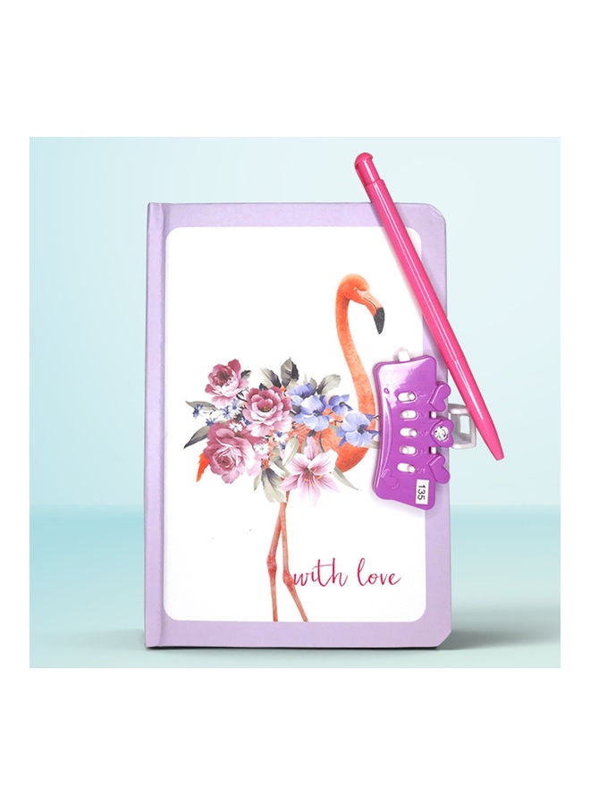 Sharpdo A5 Hardcover Lock Book With Pen Flamingo Multicolour 3 - Image 5