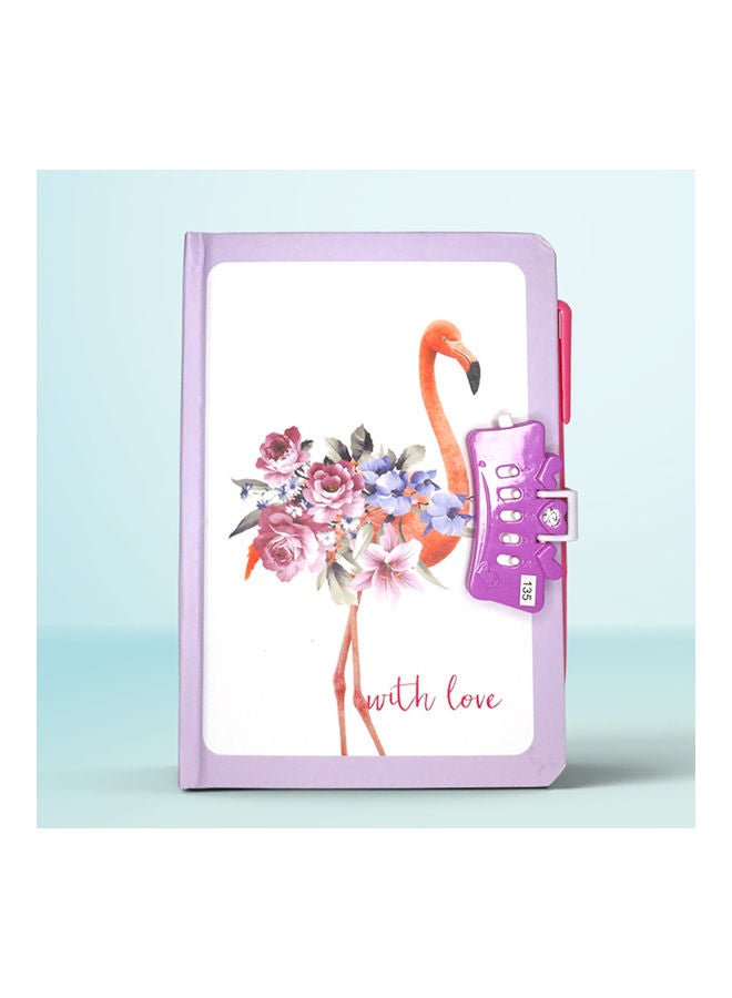 Sharpdo A5 Hardcover Lock Book With Pen Flamingo Multicolour 3 - Image 4