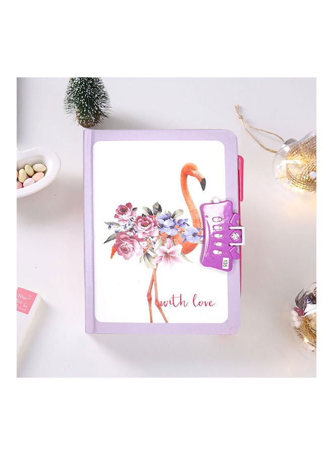 Sharpdo A5 Hardcover Lock Book With Pen Flamingo Multicolour 3 - Image 3