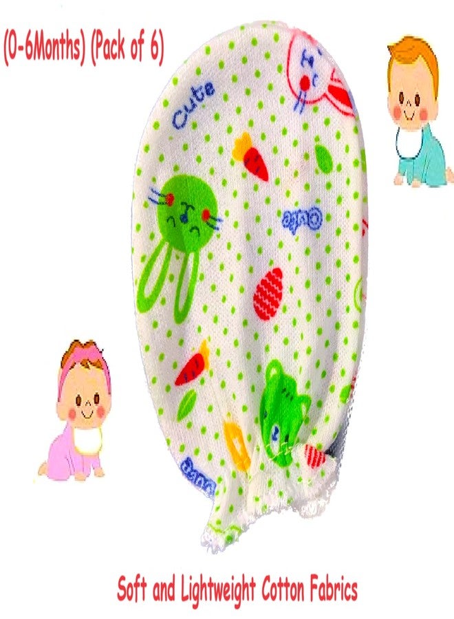 Wavva® 6 Pairs Baby Mittens Gloves No Scratch 0-6 Months Essentials Mittens for Newborn Boys Girls (Color And Design May Vary) - Image 4