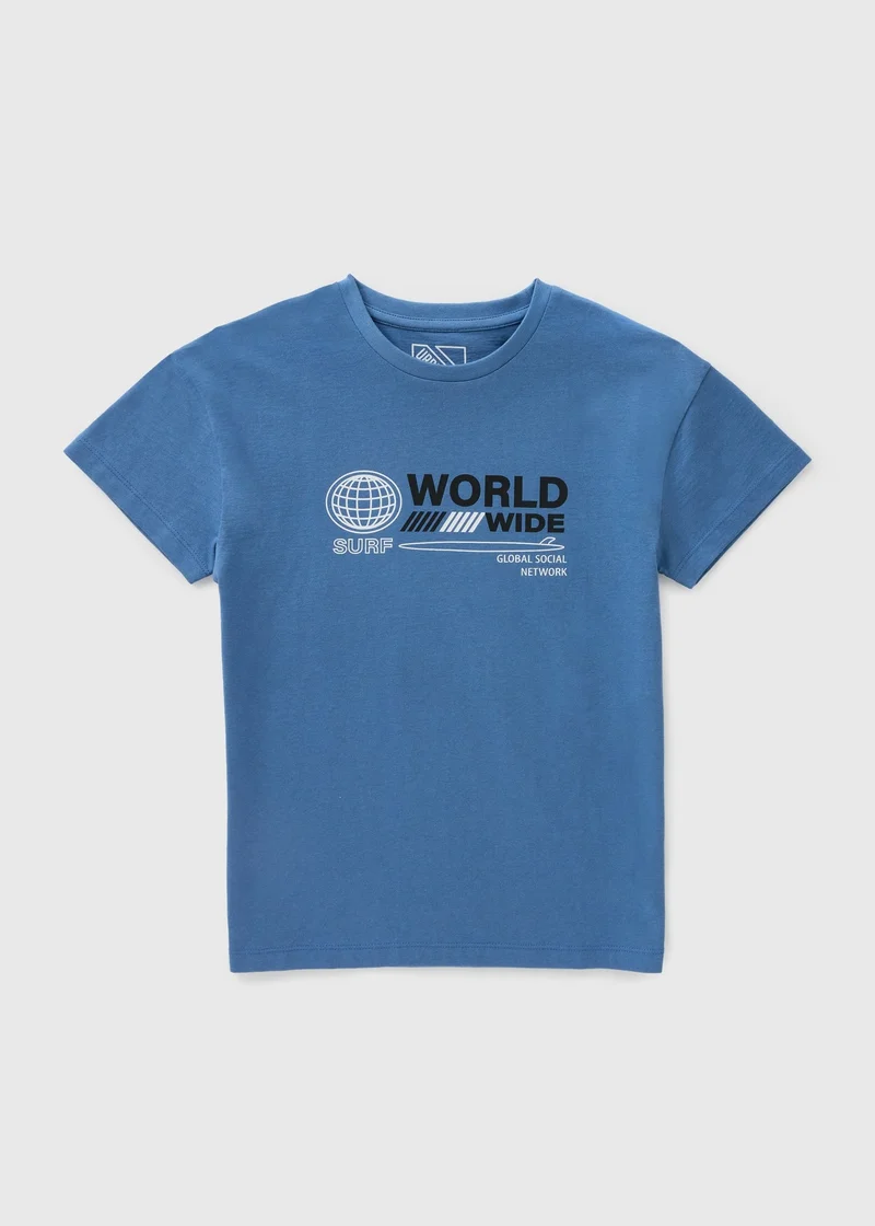 Matalan Boys Blue Worldwide T-Shirt