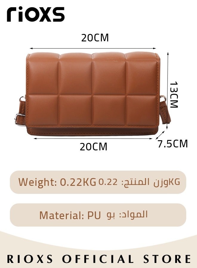 RIOXS Women Quilted Crossbody Bag, Small Trendy Shoulder Bag, Fashionable Leather Lightweight Handbag, Classic Soft Leather Satchel, Ideal for Travel or As Fashionable Accessory - Image 3