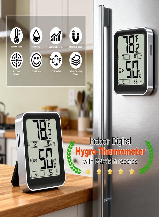 Antonki Digital Hygrometer Indoor Thermometer Room Thermometer and Humidity Gauge with Temperature Humidity Monitor - Image 2