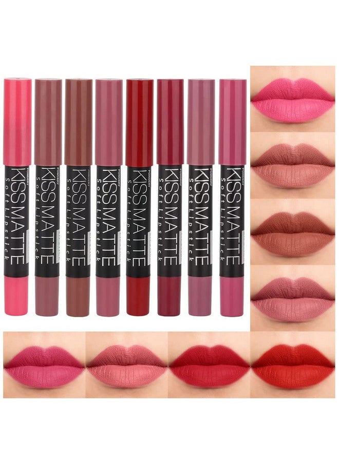 BINGBRUSH 8 Colors Moisture Smooth Longwear Lipstick Pack Set Matte Color Stick Ultimate Lip Crayon For Makeup Collection Nourishing Waterproof Velvet Lipgloss Lip Stain (Set07)  - Image 1