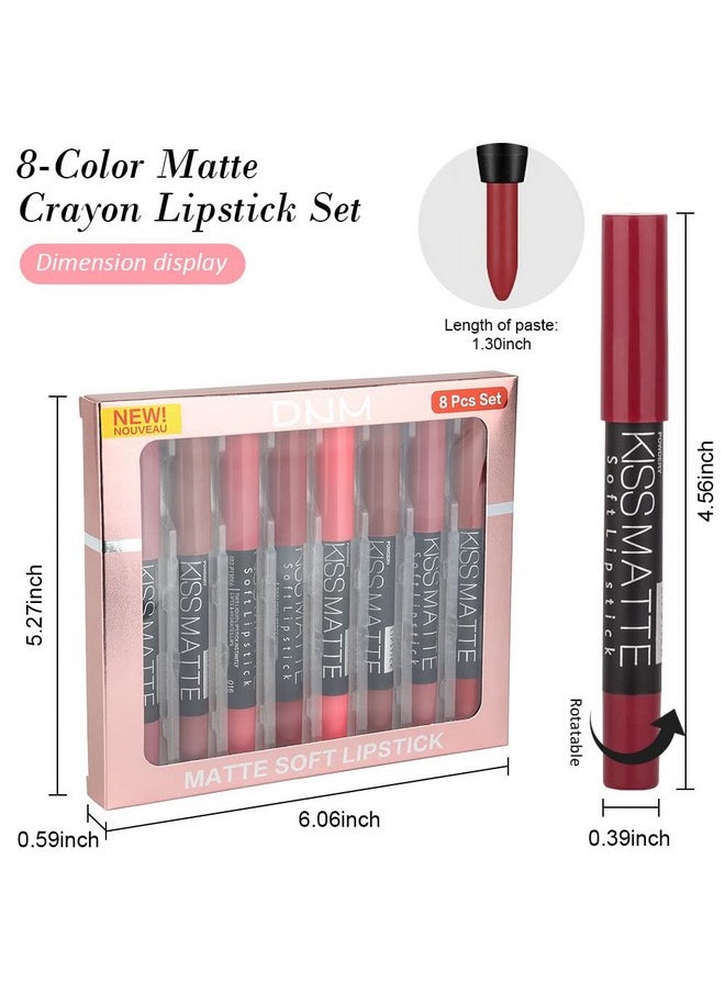 BINGBRUSH 8 Colors Moisture Smooth Longwear Lipstick Pack Set Matte Color Stick Ultimate Lip Crayon For Makeup Collection Nourishing Waterproof Velvet Lipgloss Lip Stain (Set07)  - Image 5