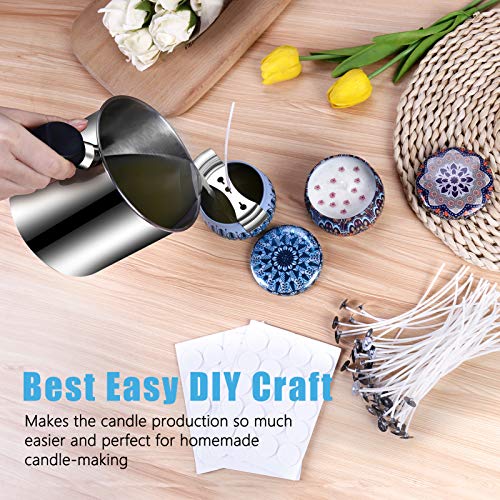 DINGPAI Candle Making Pouring Pot, DINGPAI 44oz Double Boiler Wax Melting Pot, 1pc Spoon, 304 Stainless Steel Candle Making Pitcher, Silver Color with Heat-Resistant Handle and Dripless Pouring Spout Design - Image 5