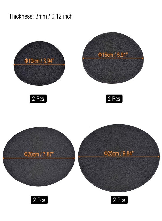 MECCANIXITY Plant Coasters 4 6 8 10 Inch Reversible Absorbent Waterproof Round Felt Pad Mat, Black 8in1 Set - Image 2
