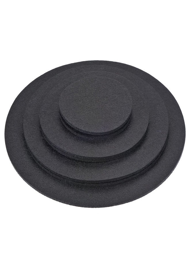 MECCANIXITY Plant Coasters 4 6 8 10 Inch Reversible Absorbent Waterproof Round Felt Pad Mat, Black 8in1 Set - Image 1