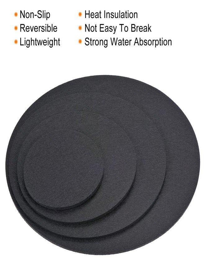 MECCANIXITY Plant Coasters 4 6 8 10 Inch Reversible Absorbent Waterproof Round Felt Pad Mat, Black 8in1 Set - Image 4