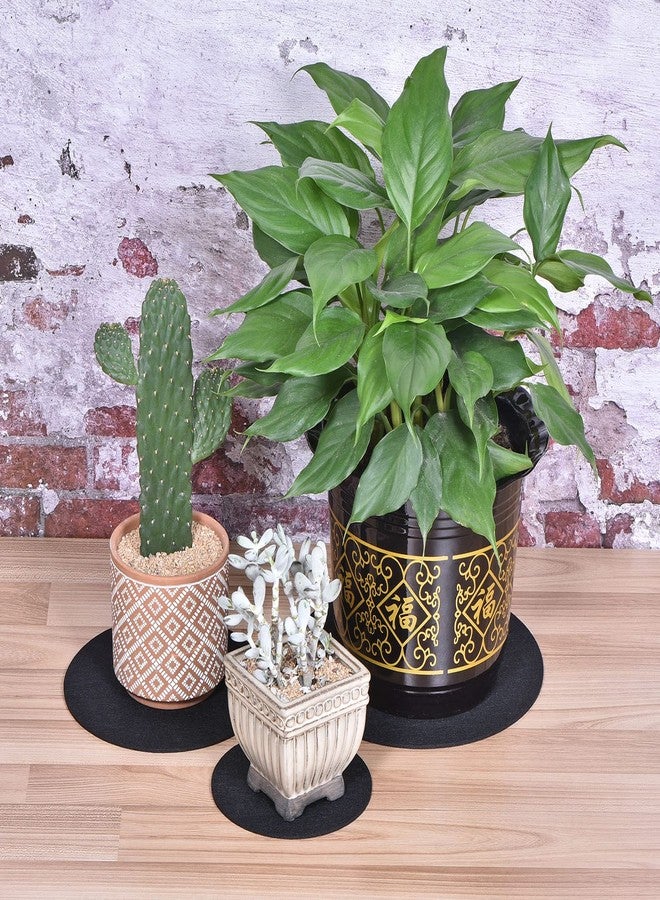 MECCANIXITY Plant Coasters 4 6 8 10 Inch Reversible Absorbent Waterproof Round Felt Pad Mat, Black 8in1 Set - Image 5