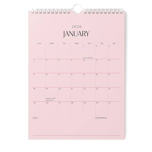 Karto Wall Calendar 2026-2027 - Vertical 8.5x11 inch January 2026 to June 2027 - Boost Your Productivity and Easy Planning with the Aesthetic Monthly Calendar - All Pink - Image 1