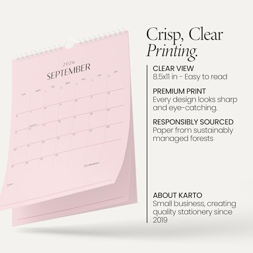 Karto Wall Calendar 2026-2027 - Vertical 8.5x11 inch January 2026 to June 2027 - Boost Your Productivity and Easy Planning with the Aesthetic Monthly Calendar - All Pink - Image 3