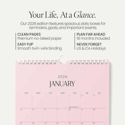 Karto Wall Calendar 2026-2027 - Vertical 8.5x11 inch January 2026 to June 2027 - Boost Your Productivity and Easy Planning with the Aesthetic Monthly Calendar - All Pink - Image 2