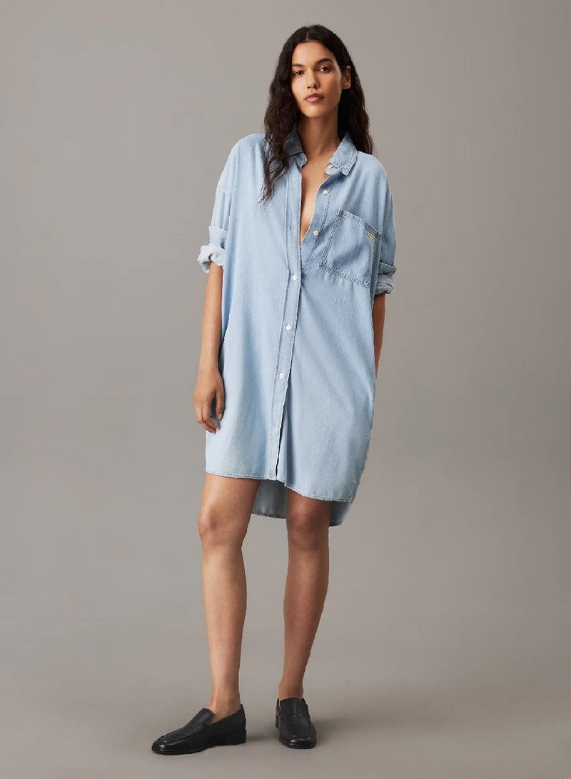 Calvin Klein Jeans Relaxed Denim Shirt Dress - Image 1