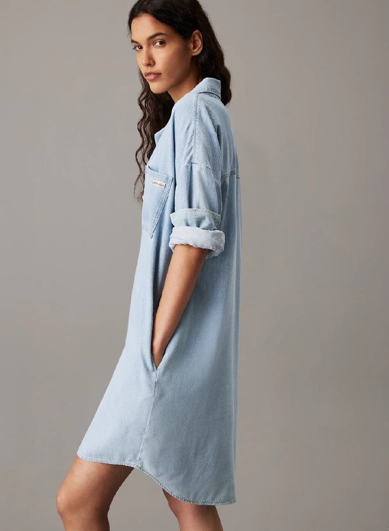 Calvin Klein Jeans Relaxed Denim Shirt Dress - Image 4
