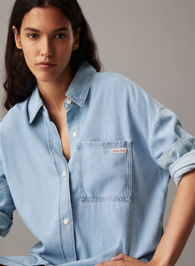 Calvin Klein Jeans Relaxed Denim Shirt Dress - Image 3
