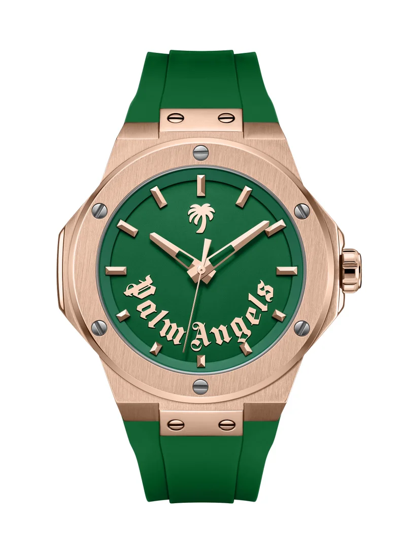Palm Angels Vello Green Dial Green Silicone Strap Analog Watch for Men, 44mm