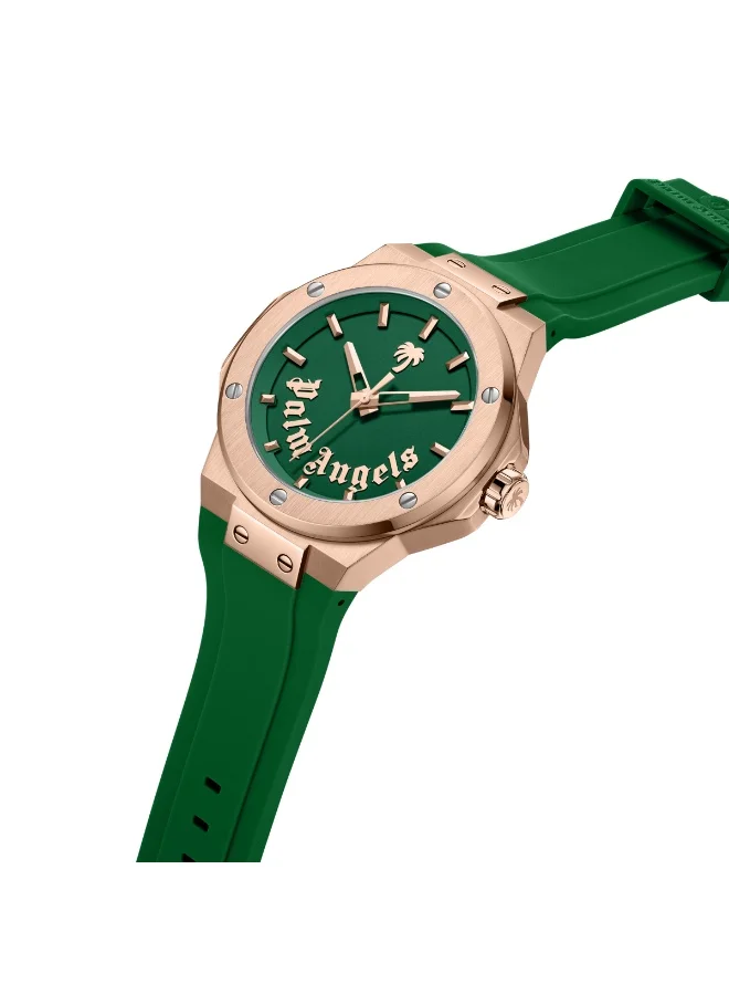 Palm Angels Vello Green Dial Green Silicone Strap Analog Watch for Men, 44mm
