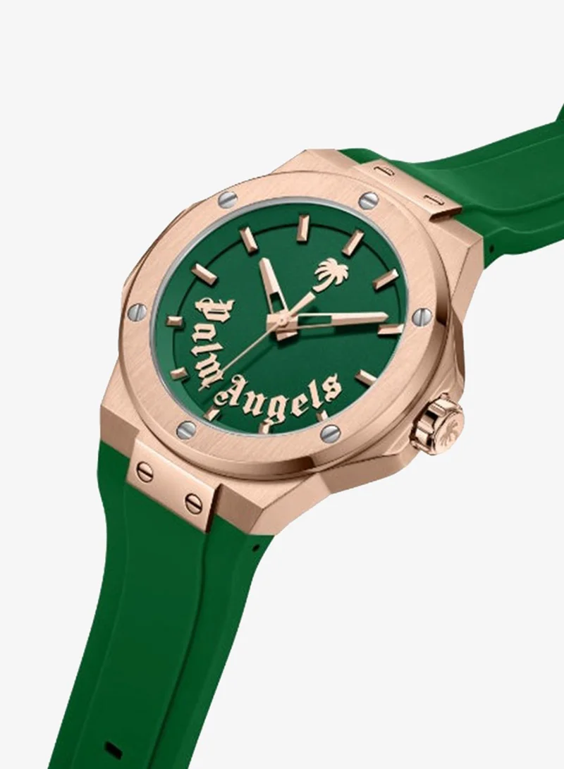 Palm Angels Vello Green Dial Green Silicone Strap Analog Watch for Men, 44mm