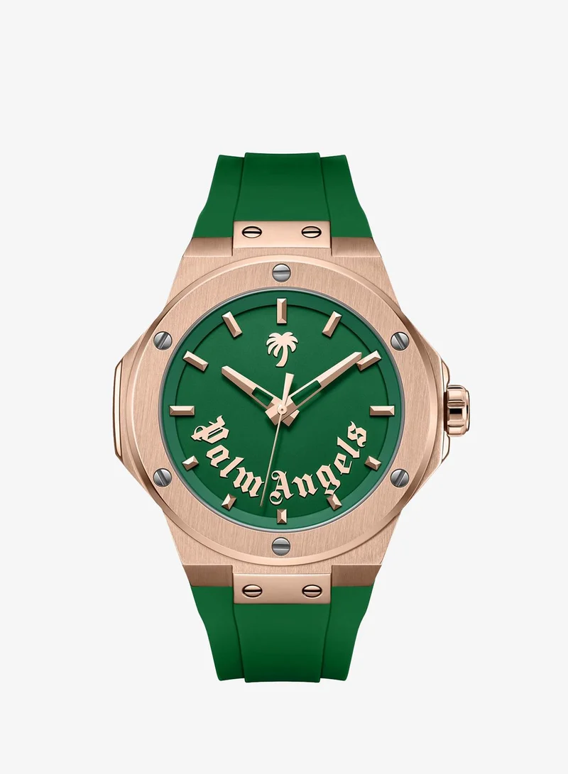Palm Angels Vello Green Dial Green Silicone Strap Analog Watch for Men, 44mm