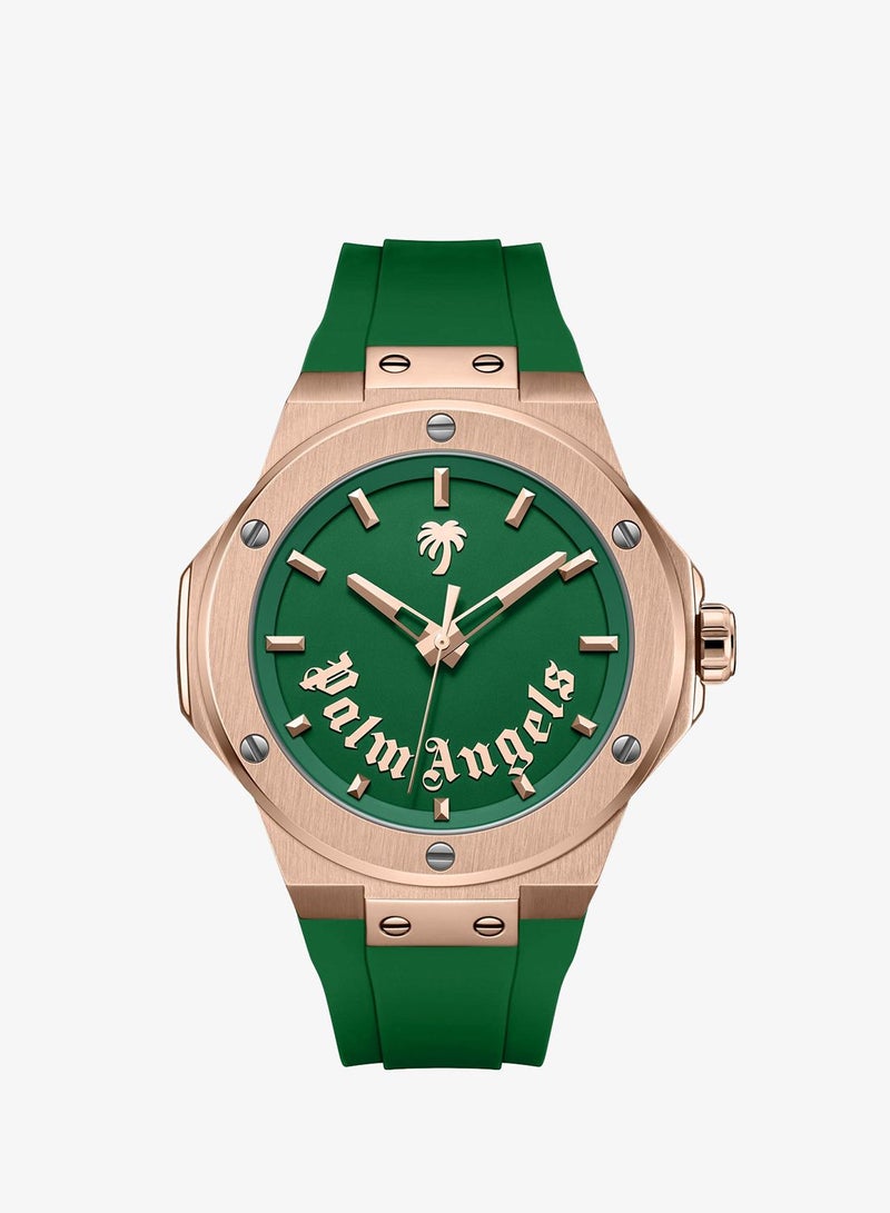 Palm Angels Vello Green Dial Green Silicone Strap Analog Watch for Men, 44mm - Image 1