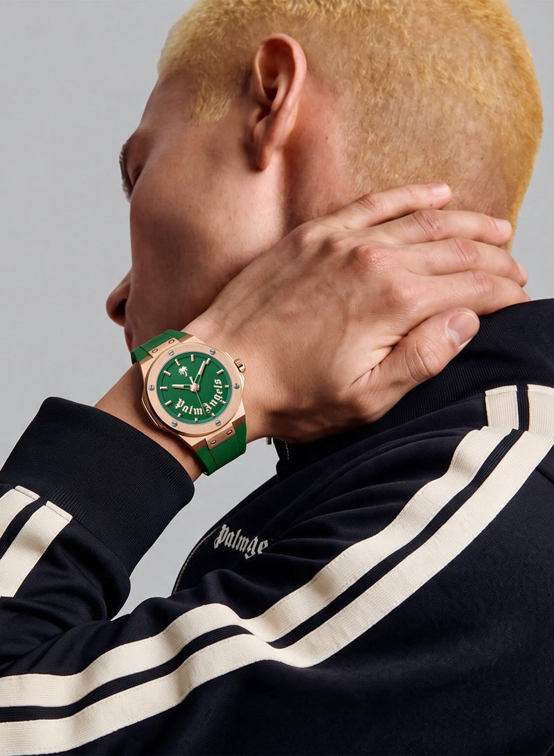 Palm Angels Vello Green Dial Green Silicone Strap Analog Watch for Men, 44mm - Image 4