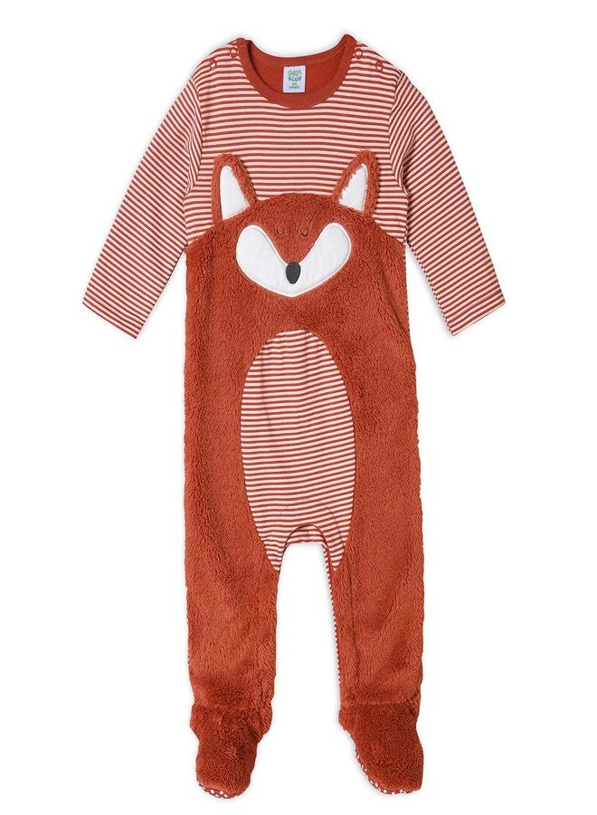 miniklub Baby Boys Round Neck Full Sleeves Knitted Cotton Sleep Suit, Pack of 1, Brown (6-9M) - Image 1