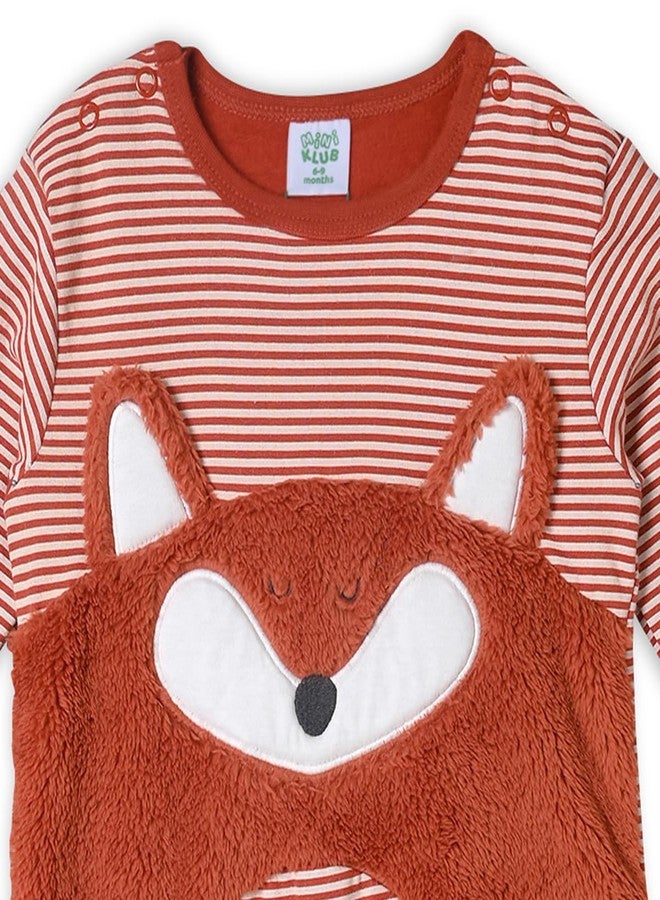miniklub Baby Boys Round Neck Full Sleeves Knitted Cotton Sleep Suit, Pack of 1, Brown (6-9M) - Image 3