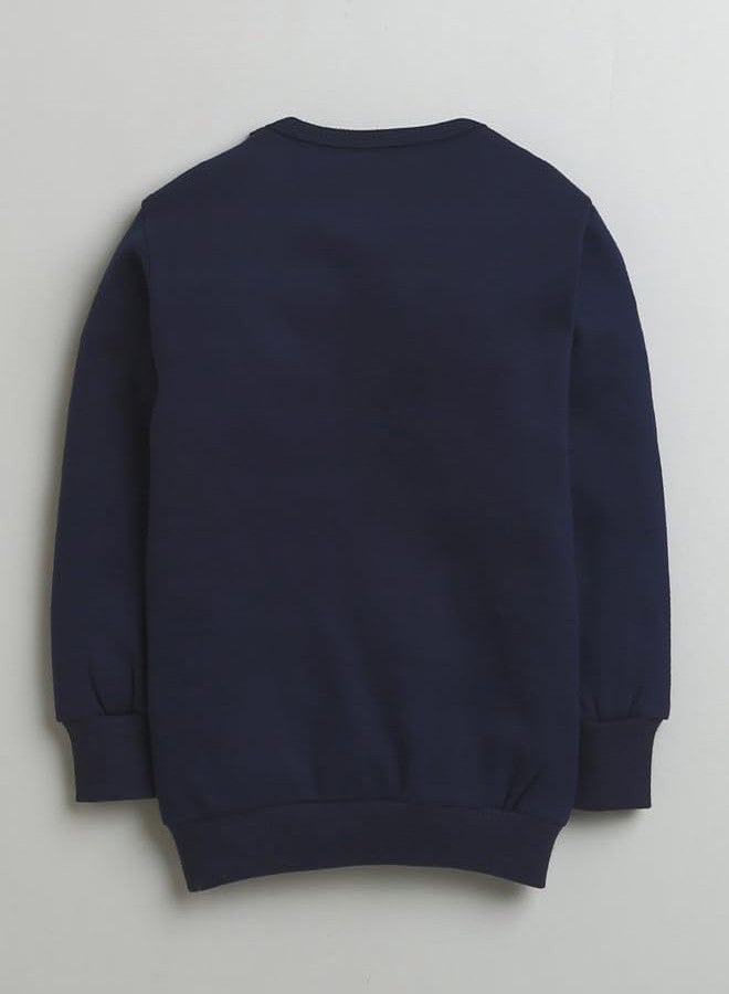 BUMZEE طقم ملابس رياضية للأولاد من BUMZEE باللون الكحلي، مكون من سويت شيرت وبنطال رياضي بأكمام طويلة من القطن، مناسب للأعمار من 6 إلى 12 شهرًا (Peb9995C-nbl) - Image 3