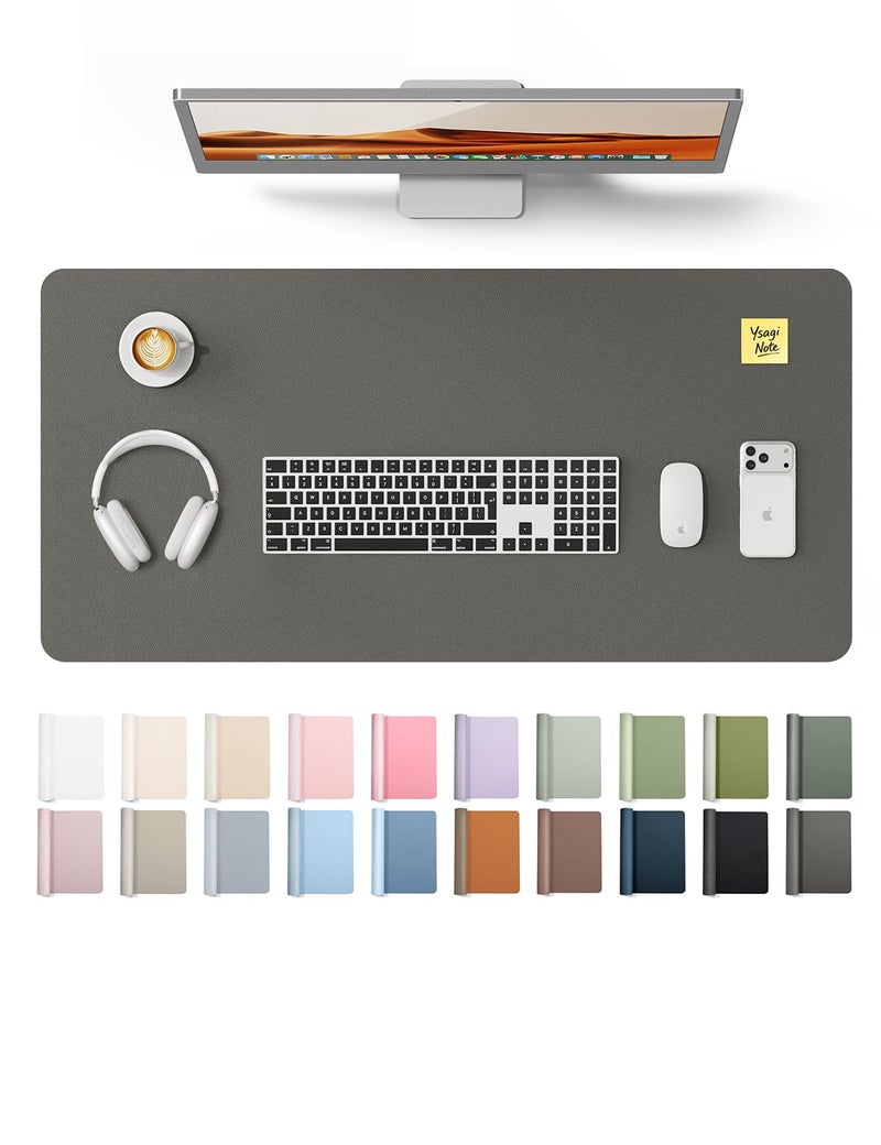 YSAGi Leather Desk Protector, Office Mat, Large Mouse Mat, Non-Slip PU Leather Blotter, Laptop Pad, Waterproof Writing Pad for Office and Home (Dark Grey, 31.5" x 15.8") - Image 1