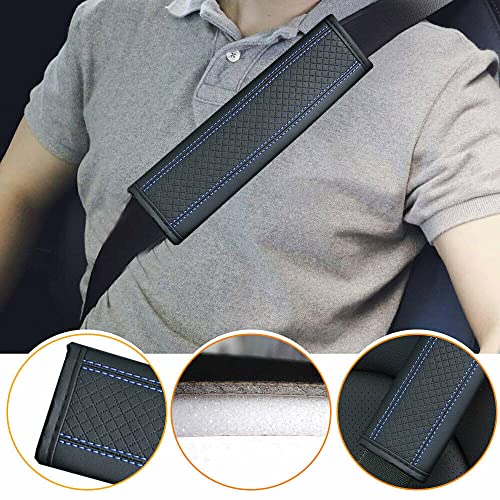 BROGBUS Car Seat Belt Shoulder Pad Cover Car Safety Belt Pad (Black Blue Line, Pack of 02) - Image 3