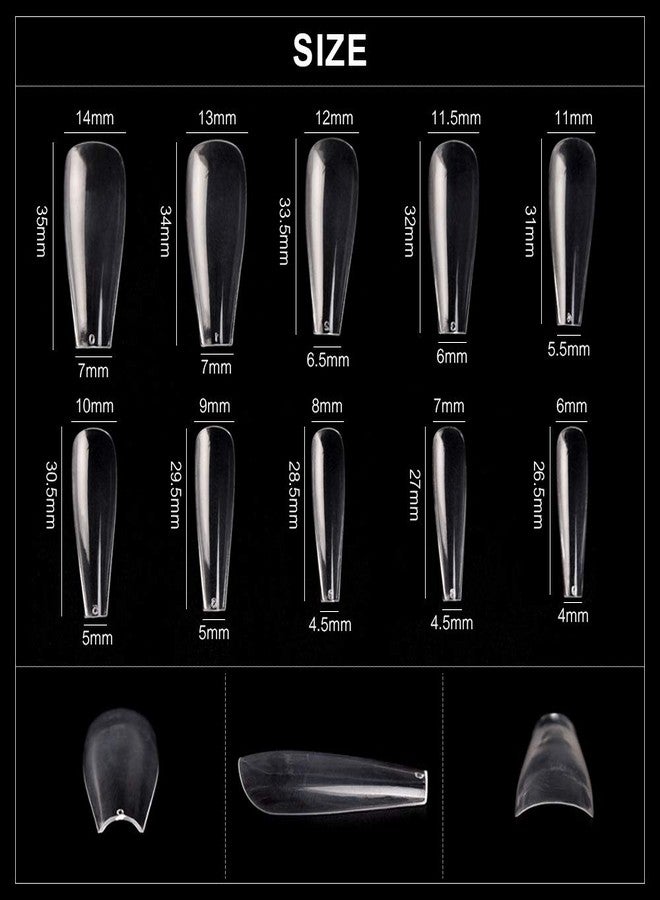 KADS Coffin Nails Long Fake Nails Acrylic Nails Coffin Shaped Ballerina Nails Tips 500pcs Full Cover False Nail Artificial Nails with Case for Nail Salons and DIY Nail Art 10 Sizes (HC70) - Image 2