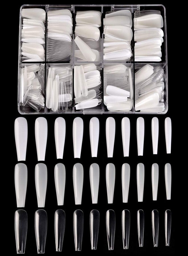 KADS Coffin Nails Long Fake Nails Acrylic Nails Coffin Shaped Ballerina Nails Tips 500pcs Full Cover False Nail Artificial Nails with Case for Nail Salons and DIY Nail Art 10 Sizes (HC70) - Image 1