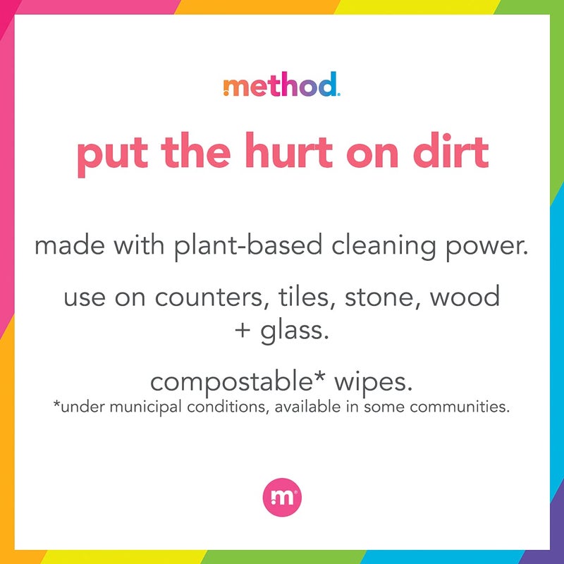 Method All-Purpose Cleaning Wipes, Pink Grapefruit, Multi-Surface, Compostable, 70 Count (Pack of 1) - Image 3
