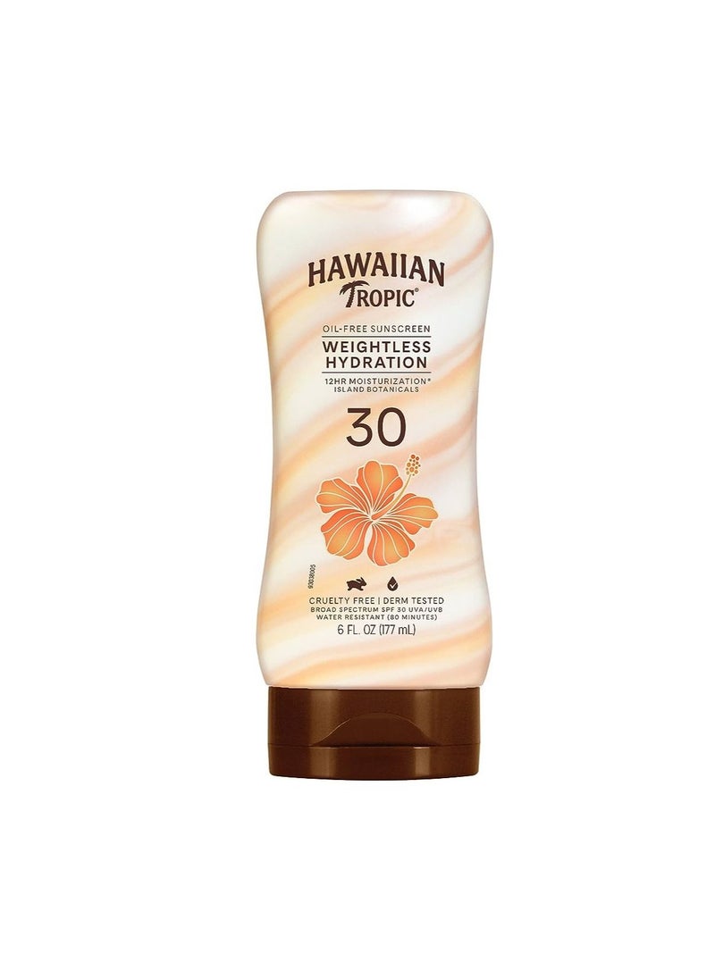 Hawaiian Tropic - Hawaiian Tropic Weightless Hydration Lotion Sunscreen SPF 30, 6oz - Image 1