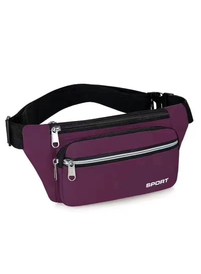 Generic Waterproof Waist Bag Men's And Women's Multi-functional Large Capacity Work Leisure Sports Wear-resistant Cashier Mobile Phone Wallet-Color:Purple  - Image 1