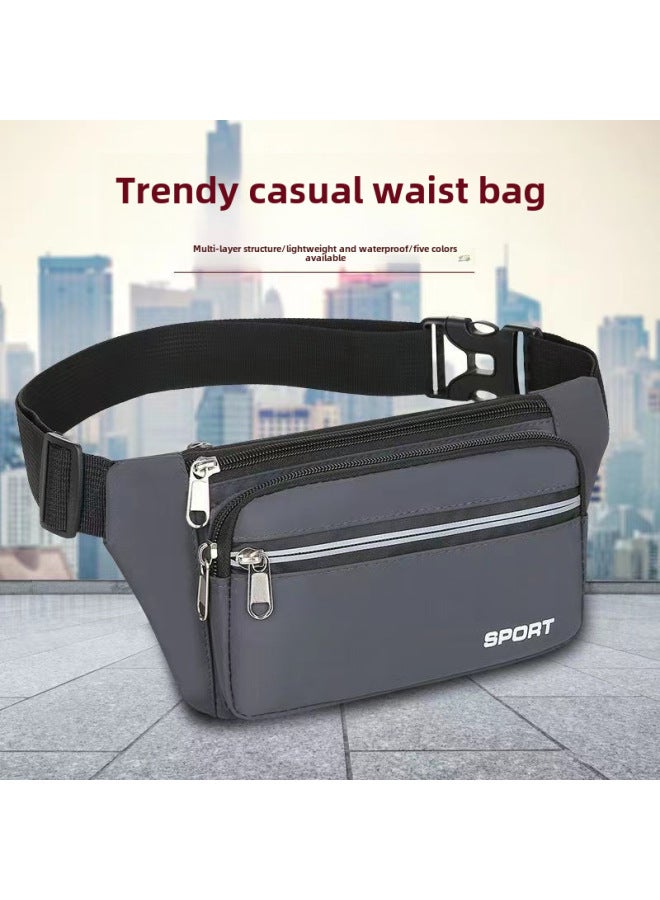 Generic Waterproof Waist Bag Men's And Women's Multi-functional Large Capacity Work Leisure Sports Wear-resistant Cashier Mobile Phone Wallet-Color:Purple  - Image 3