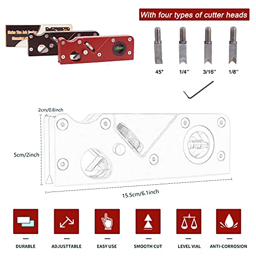 HOZOE Chamfer Plane for Wood,Woodworking Hand Planer for Quick Edge Planing and radian Corner Plane Trimming,Four siaeTypes of Cutter Heads,Woodworking Tools for Professional Woodworkers and Beginners - Image 2