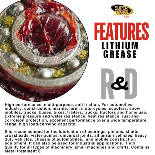 Superkote 2000 Lithium Grease Superkote 2000 / NLGI 2 / Multipurpose/Lithium/Lubricant/EP/High Temp/Industry/Construction/Automotive/Red Grease / 360g - Image 5