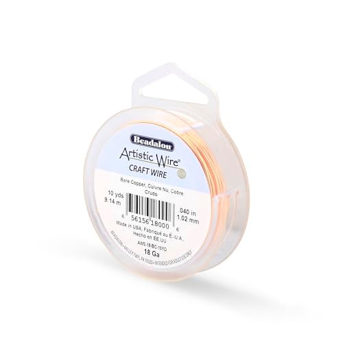 Artistic Wire سلك فني، 18 قياس نحاس عاري غير مطلي، سلك حرفة نحاسي، 10 ياردة - Image 1